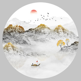 圆形山水装饰画
