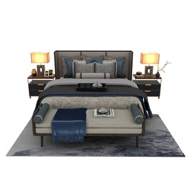 中式床铺3d模型