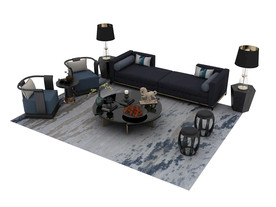 中式沙发组3d模型