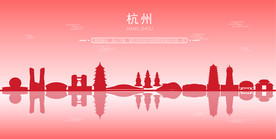 杭州地标建筑剪影