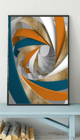 爱马仕现代抽象立体几何装饰画