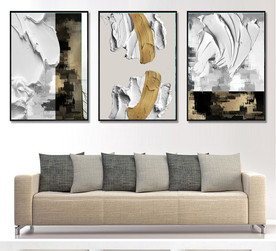 现代抽象金色油画玄关装饰画