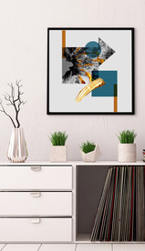 北欧抽象金色几何油画玄关装饰