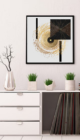 北欧抽象金色几何油画玄关装饰