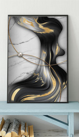 北欧风烁金抽象线条装饰无框画