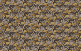 手绘西洋画热带雨林火烈鸟