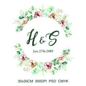 婚礼LOGO碎花小清新素材