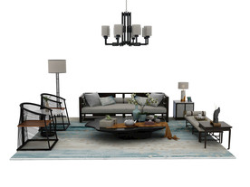 中式沙发桌椅3d模型