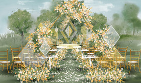 橙黄色户外婚礼仪式区