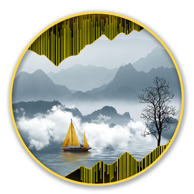 圆形画 一帆风顺