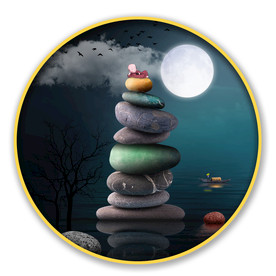 圆形画 石来远转