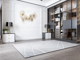 现代卧室背景墙3D场景空景