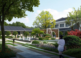 新中式小庭院效果图