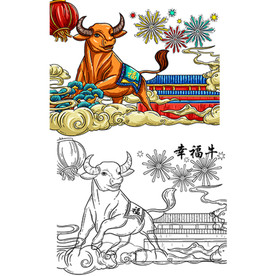 牛年中国风国潮插画