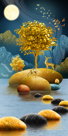 石来运转玄关装饰画