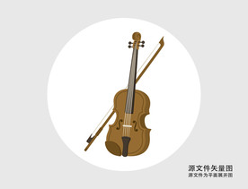 手绘卡通小提琴插画图标