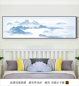 淡色禅意山水风景画