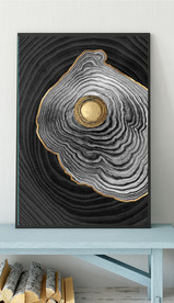 现代烁金水墨金色年轮木纹装饰画