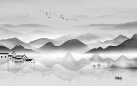中式新款意境山水 TIF分层
