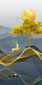 抽象山水玄关晶瓷画