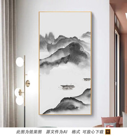 淡色禅意山水风景画
