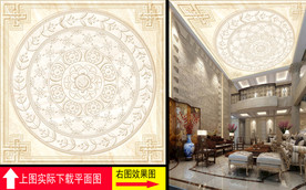 欧式花纹浮雕天顶壁画