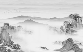 高雅高档灰色山水 TIF分层