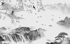 大气高档灰色山水 TIF分层