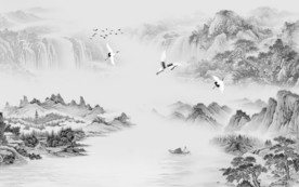 新中式高档灰色山水 TIF分层