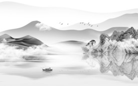 现代高档灰色山水 TIF分层