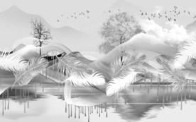 酒店灰色新款山水 TIF分层