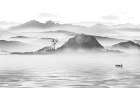 黑白灰色新款山水 TIF分层