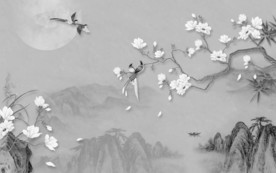 国画灰色新款山水 TIF分层