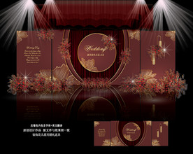 红色复古婚礼效果图