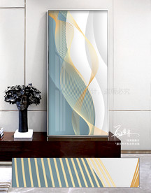 现代抽象线条玄关装饰画