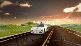 智能汽车行走在路上