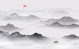 中式水墨山水画