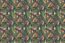 手绘欧式中世热带雨林动物背景