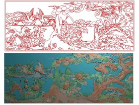 松鹤延年精雕图