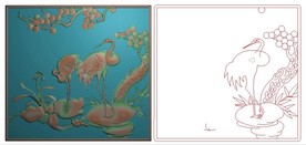 松鹤延年精雕图