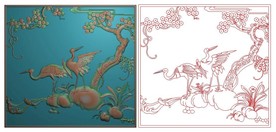 松鹤延年 精雕图