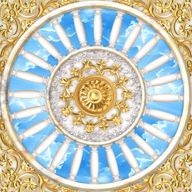 蓝天欧式花纹吊顶背景壁画天空白