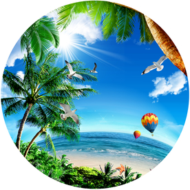 蓝天白云绿叶白鸽吊顶天顶壁画