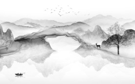 意境中式灰色山水 TIF分层