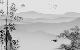 意境灰色中式山水 TIF分层