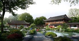 中式庭院景观效果图