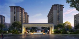 新中式住宅楼盘效果图