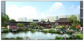 中式古建园林效果图