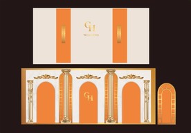 欧式拱门 橙色婚礼背景