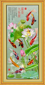 原创玄关高清鲤鱼荷花装饰画